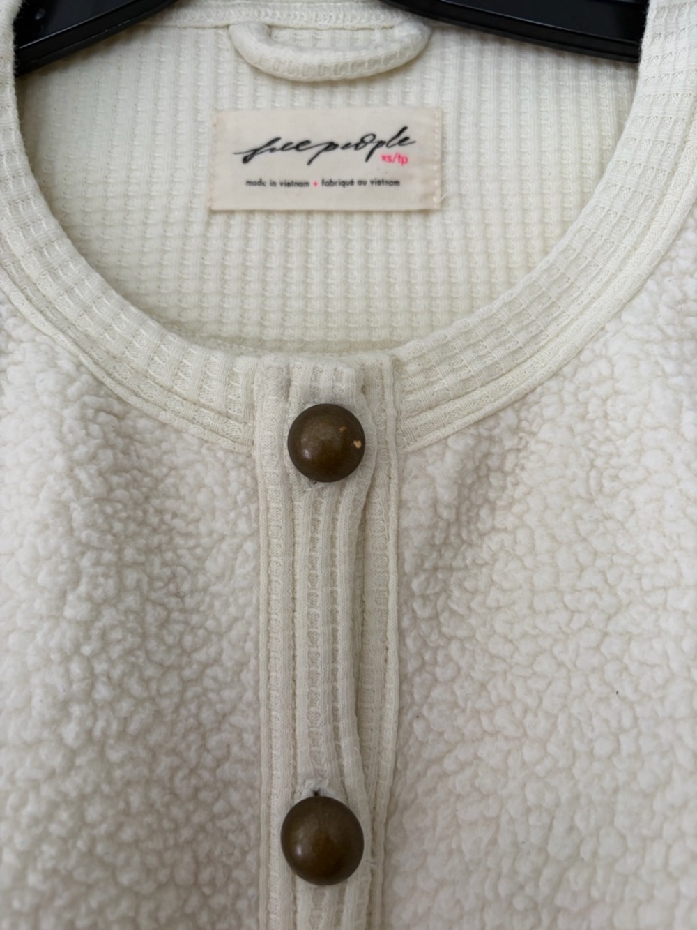 Free People Ivory Sherpa Button-Up Cardigan